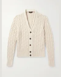 Loro Piana Schmal geschnittener Cardigan aus Baumwolle in Zopfstrick Neutral