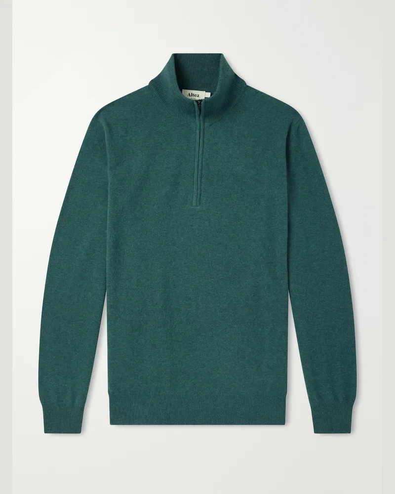 Altea Virgin Wool Half-Zip Sweater Green