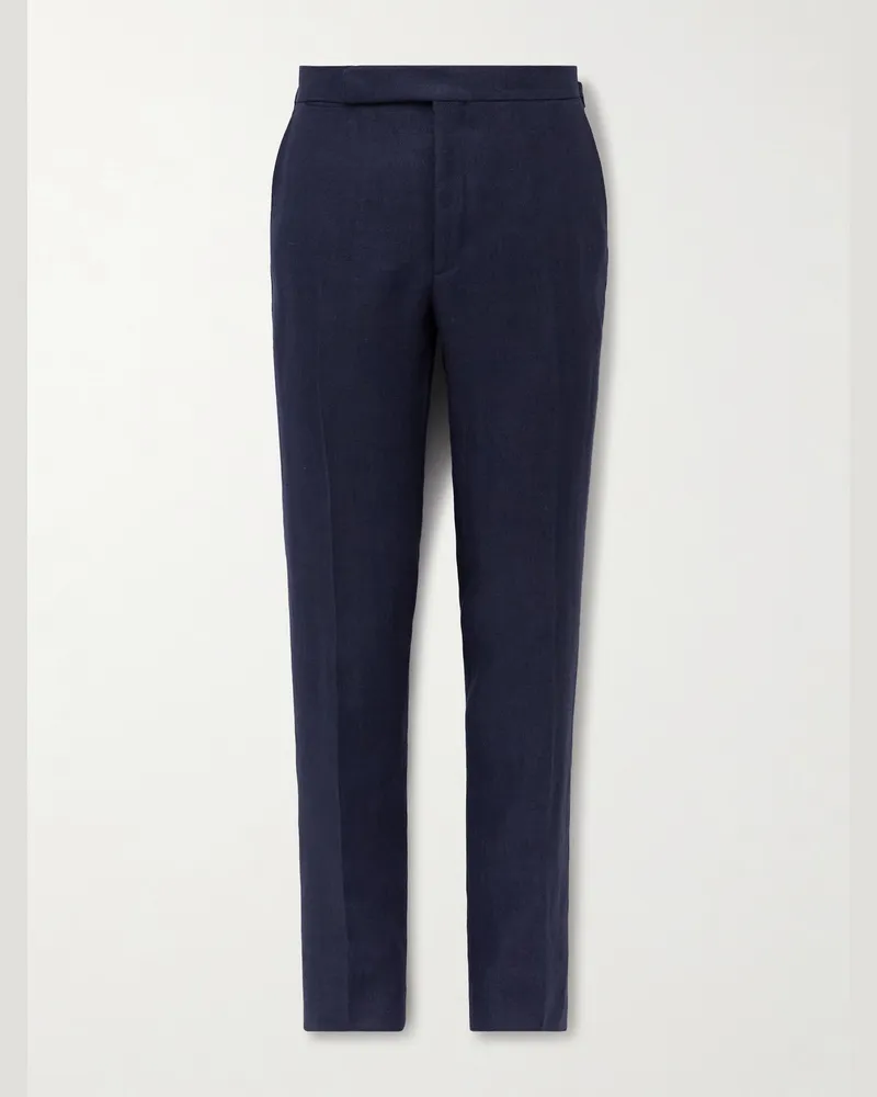 Ralph Lauren Schmal geschnittene und schmaler zulaufende Hose aus Leinen Blau