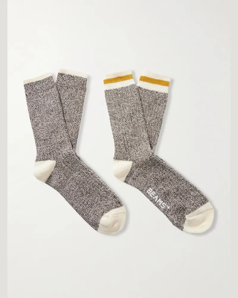 Beams Plus Rag Two-Pack Striped Ribbed-Knit Socks Multi