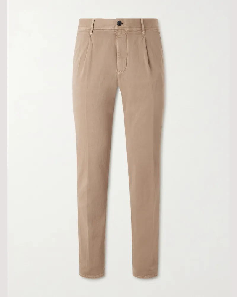 Slowear Schmal zulaufende Hose aus Baumwollgabardine mit Falten Neutral