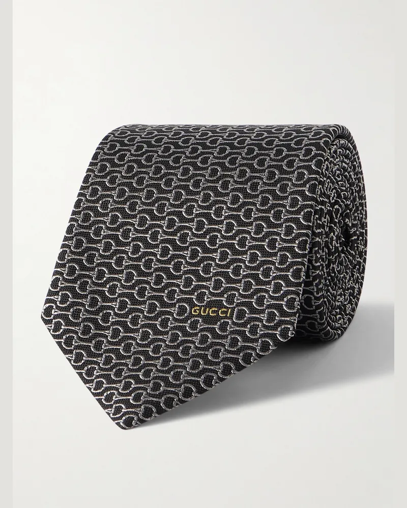 Gucci Krawatte aus Seiden-Jacquard mit Logomuster, 7 cm Grau