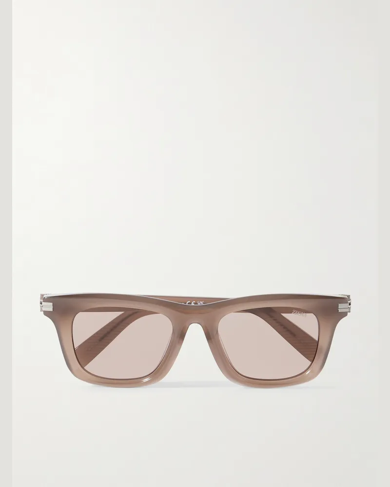 Ermenegildo Zegna Square-Frame Acetate Sunglasses Brown