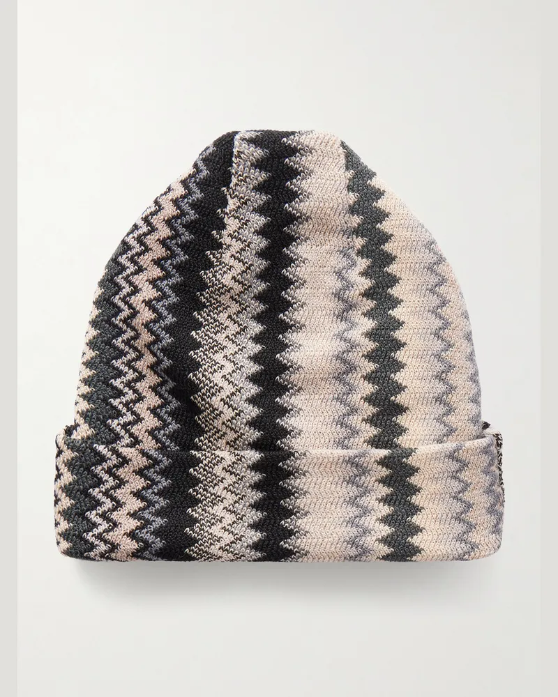 Missoni Striped Wool-Blend Beanie Brown