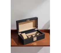 Schatulle für eine Uhr und Manschettenknöpfe aus quergemasertem Panama-Leder