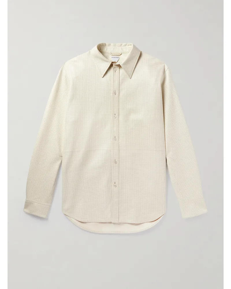 Bottega Veneta Hemd aus kariertem Leder Neutral