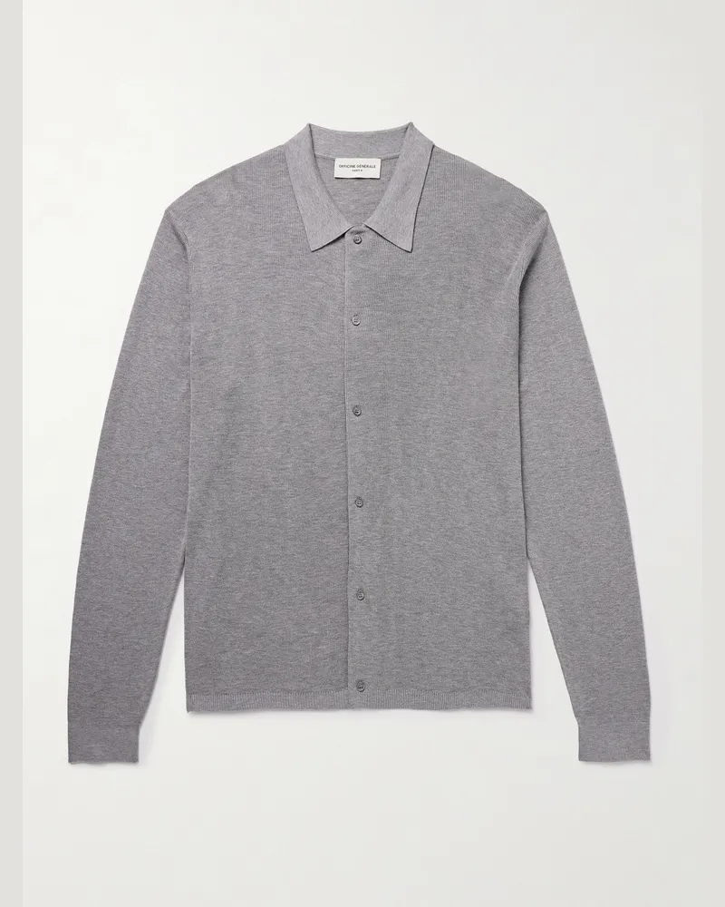 Officine Generale Brent schmal geschnittener Cardigan aus einer Lyocell-Wollmischung Grau