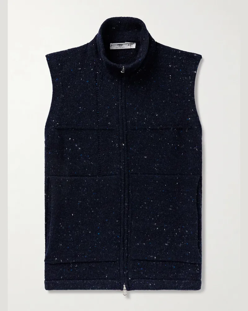 Inis Meáin Lifeline Merino Wool and Cashmere-Blend Gilet Blue