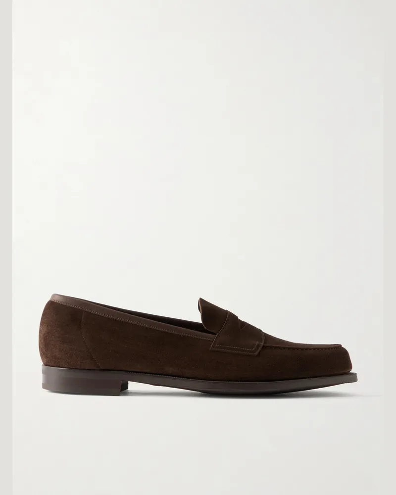 Edward Green Pimlico Suede Penny Loafers Brown