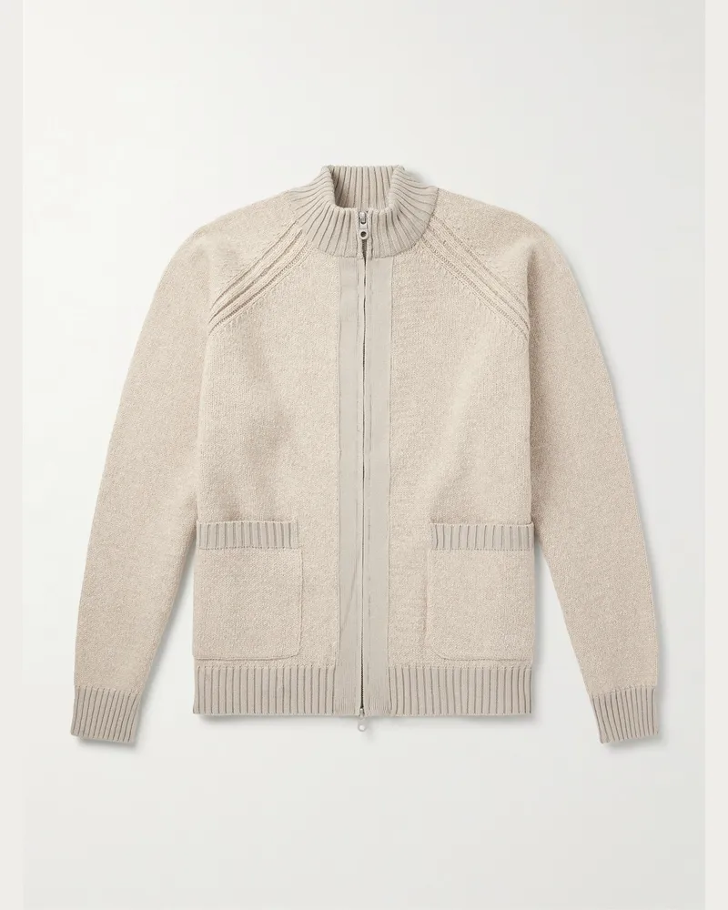 Folk Strick-Cardigan mit Reißverschluss Neutral