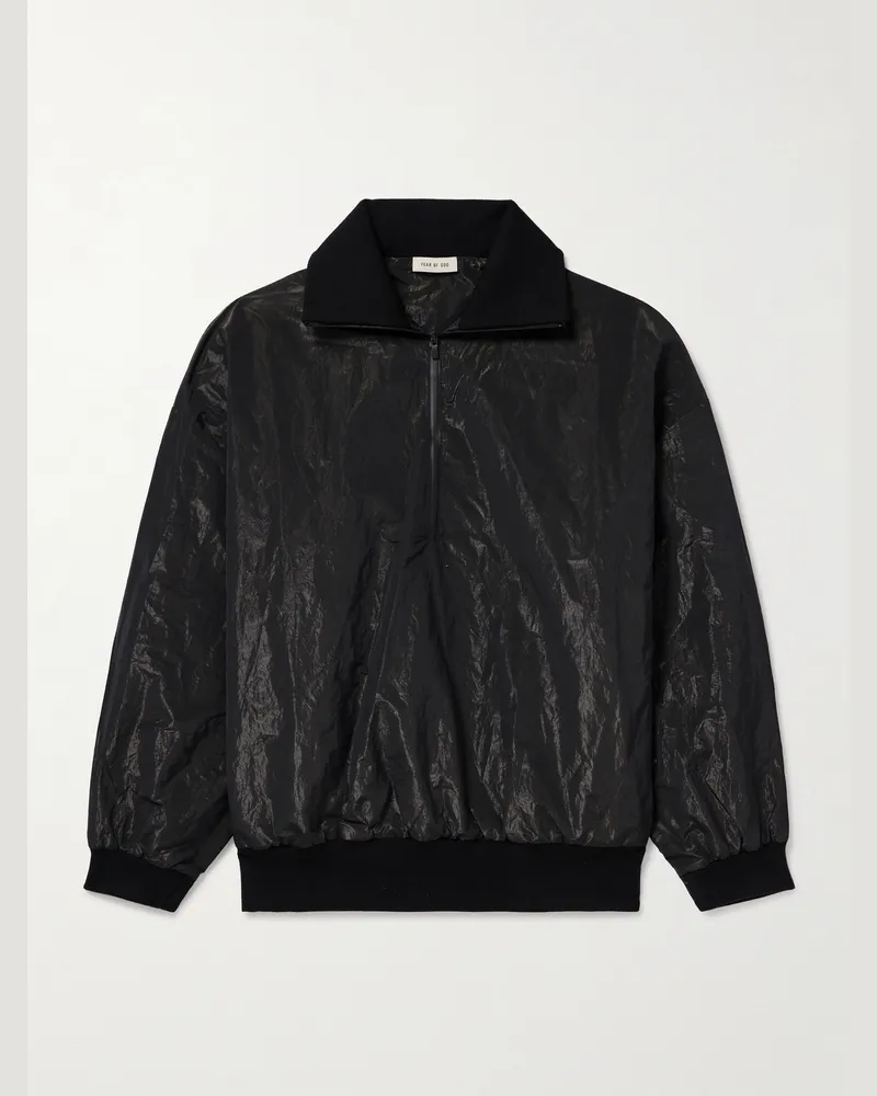 Fear of God Trainingsjacke aus Shell in Knitteroptik mit kurzem Reißverschluss und Logoapplikation Schwarz