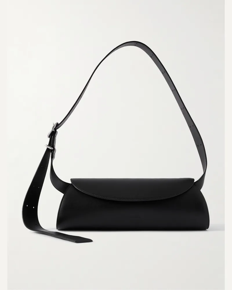 Jil Sander Cannolo kleine Umhängetasche aus Leder Schwarz