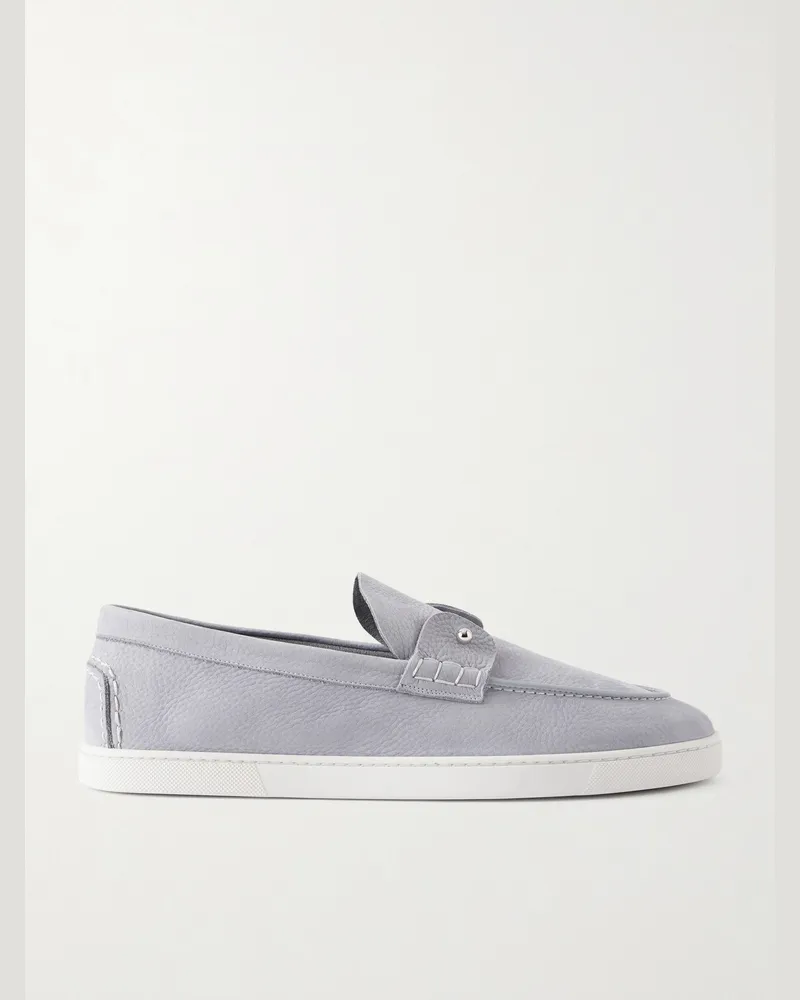 Christian Louboutin Chambeliboat Full-Grain Leather Loafers Gray