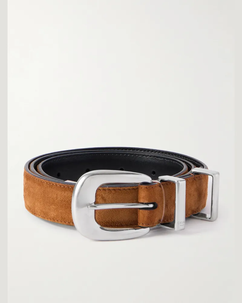Celine Gürtel aus Veloursleder, 2,5 cm Braun