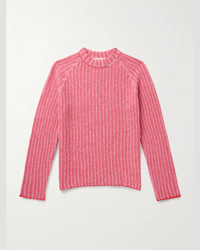 Marni Pullover aus einer Schurwoll-Kaschmirmischung in Rippstrick Pink