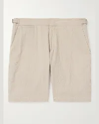 Orlebar Brown Norwich gerade geschnittene Shorts aus gestreiftem Baumwoll-Seersucker Neutral