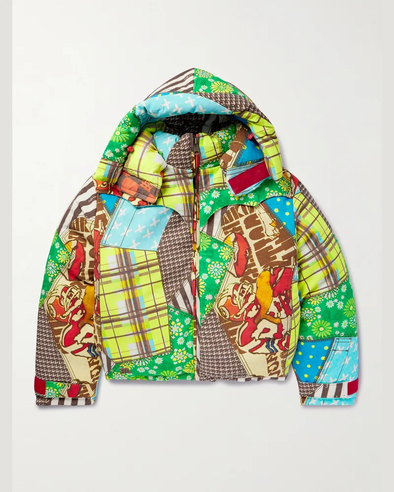 ERL Daunenjacke aus einer Baumwoll-Tencel™-Lyocell-Mischung mit Kapuze und Print Grün