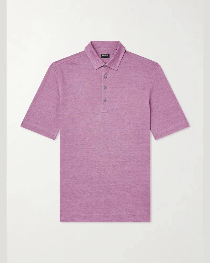 Ermenegildo Zegna Oasi Linen Polo Shirt Pink