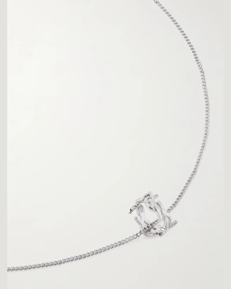 Saint Laurent Silberfarbene Gliederkette Silber