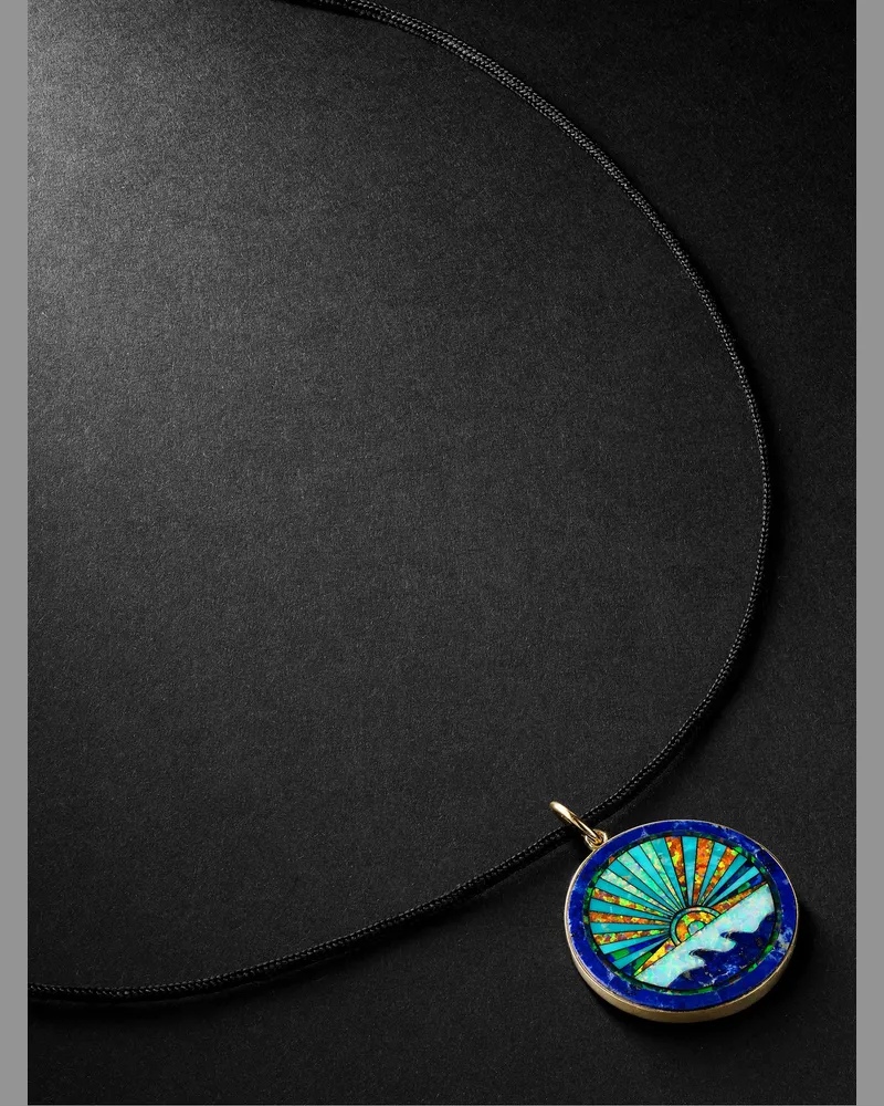 Jacquie Aiche Gold, multi-stone and cord necklace Blue