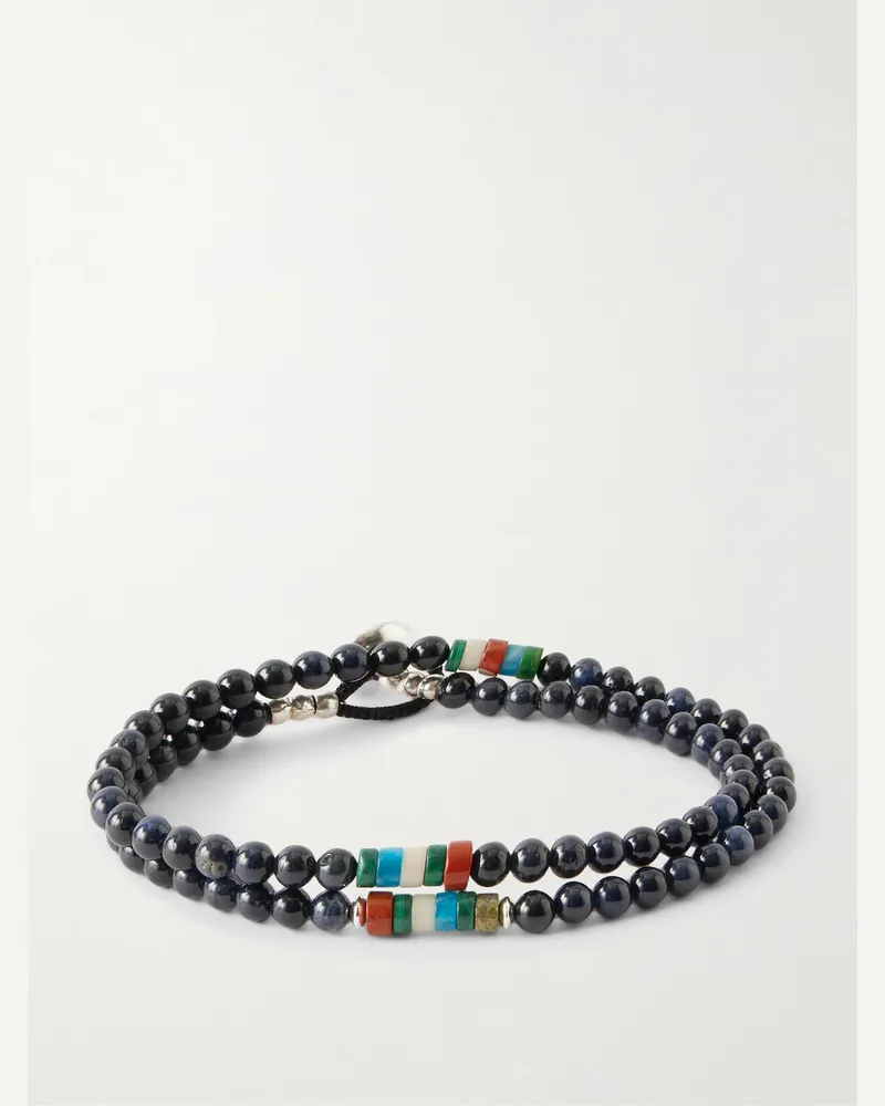 Mikia Sterling Silver Multi-Stone Beaded Bracelet Black