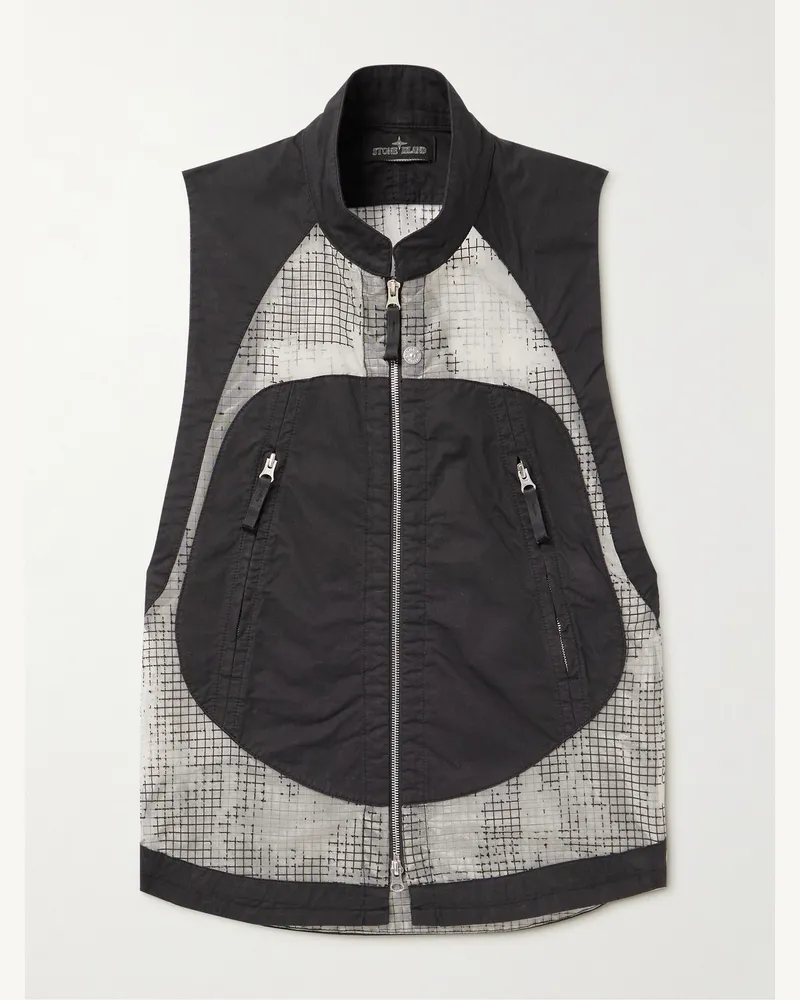 Stone Island Weste aus Twill aus einer Baumwollmischung und Ripstop Schwarz