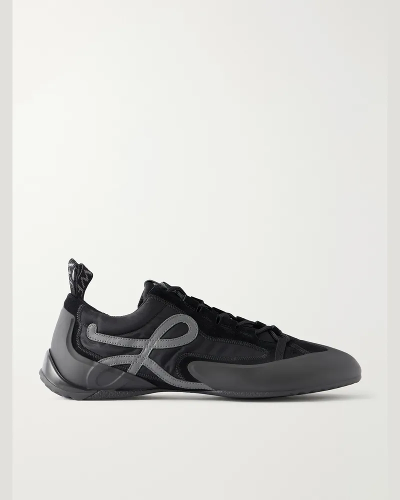 Loewe Grip Suede-Trimmed Nylon Sneakers Black
