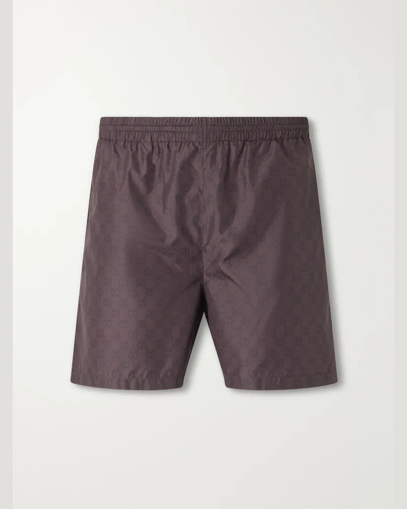 Gucci Straight-Leg GG Supreme Shell Swim Shorts Brown