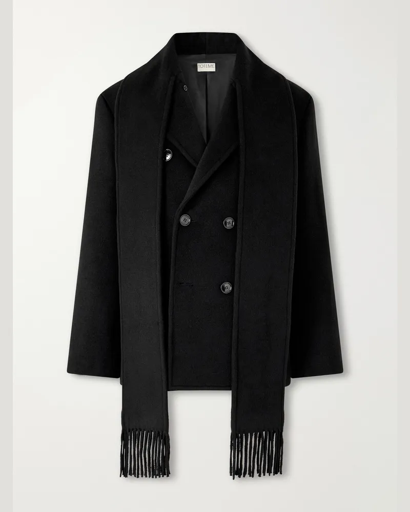 Totême Scarf-Detailed Wool Peacot Black