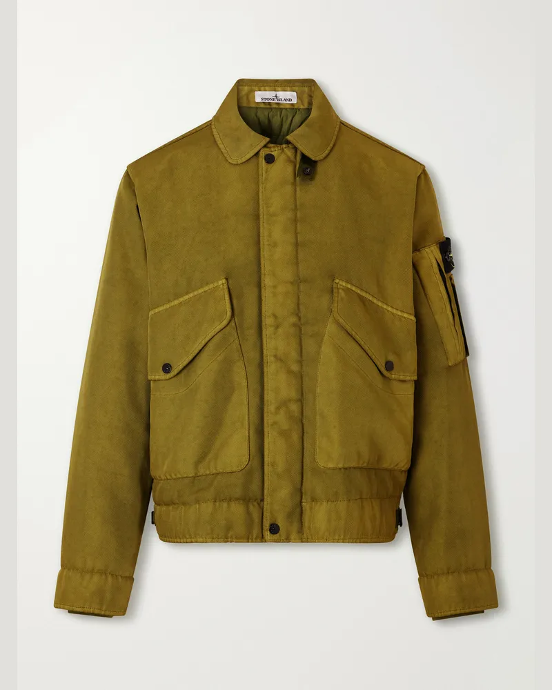 Stone Island Garment-Dyed Dense Oxford Nylon-TC Bomber Jacket Green