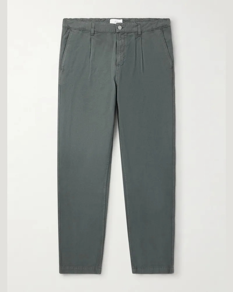 MR P. Daniel Tapered Pleated Organic Cotton-Canvas Trousers Gray