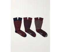 Set aus drei Paar Socken aus einer gemusterten Baumwollmischung