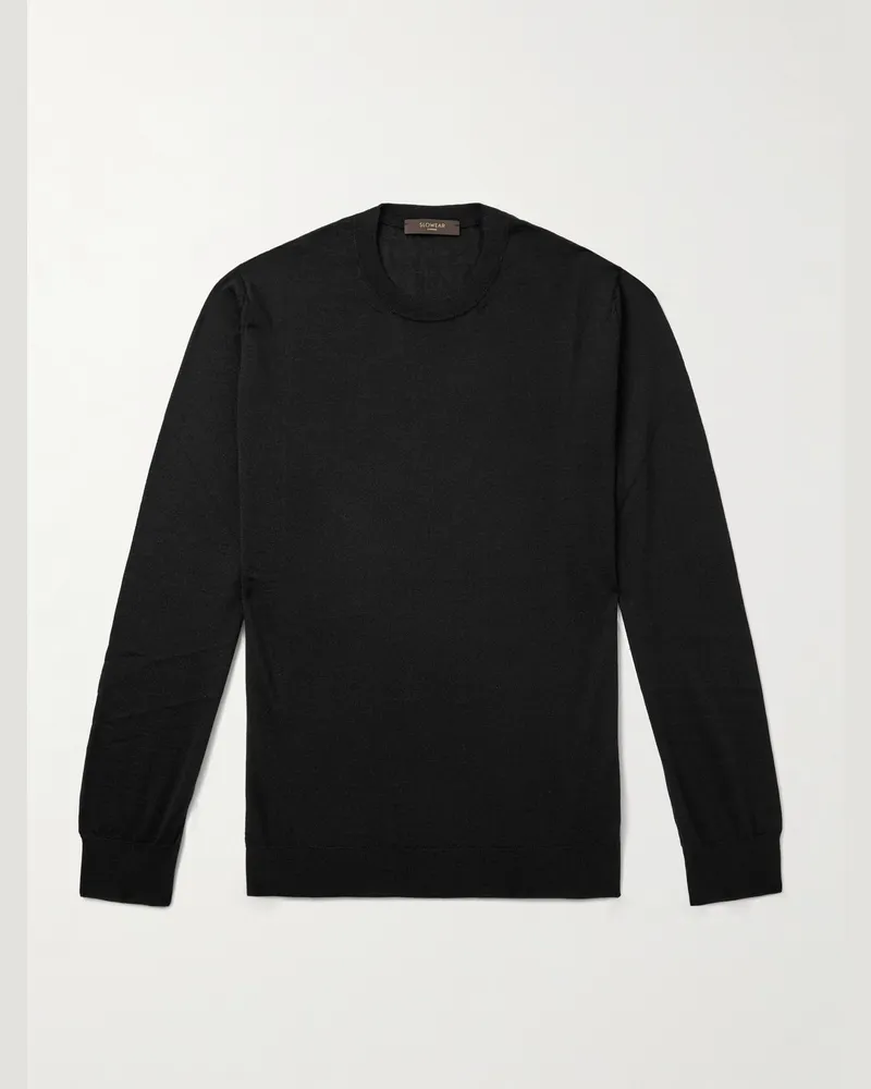 Slowear Incotex Zanone Cashmere and Silk-Blend Sweater Black