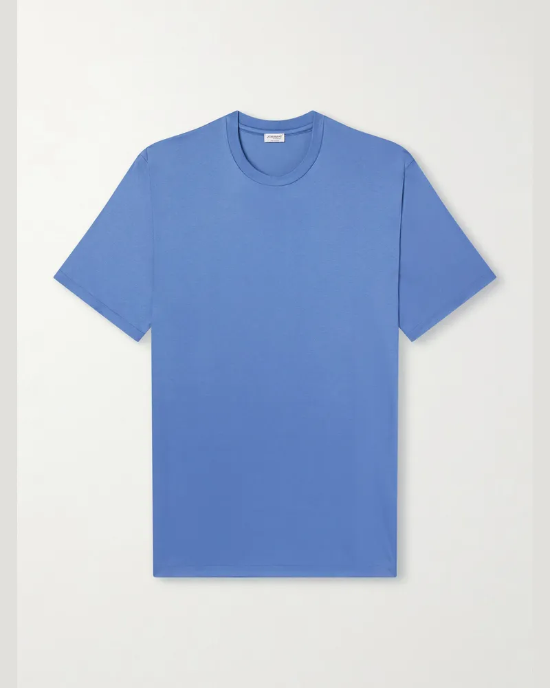 Zimmerli Sea Island Cotton-Jersey T-Shirt Blue