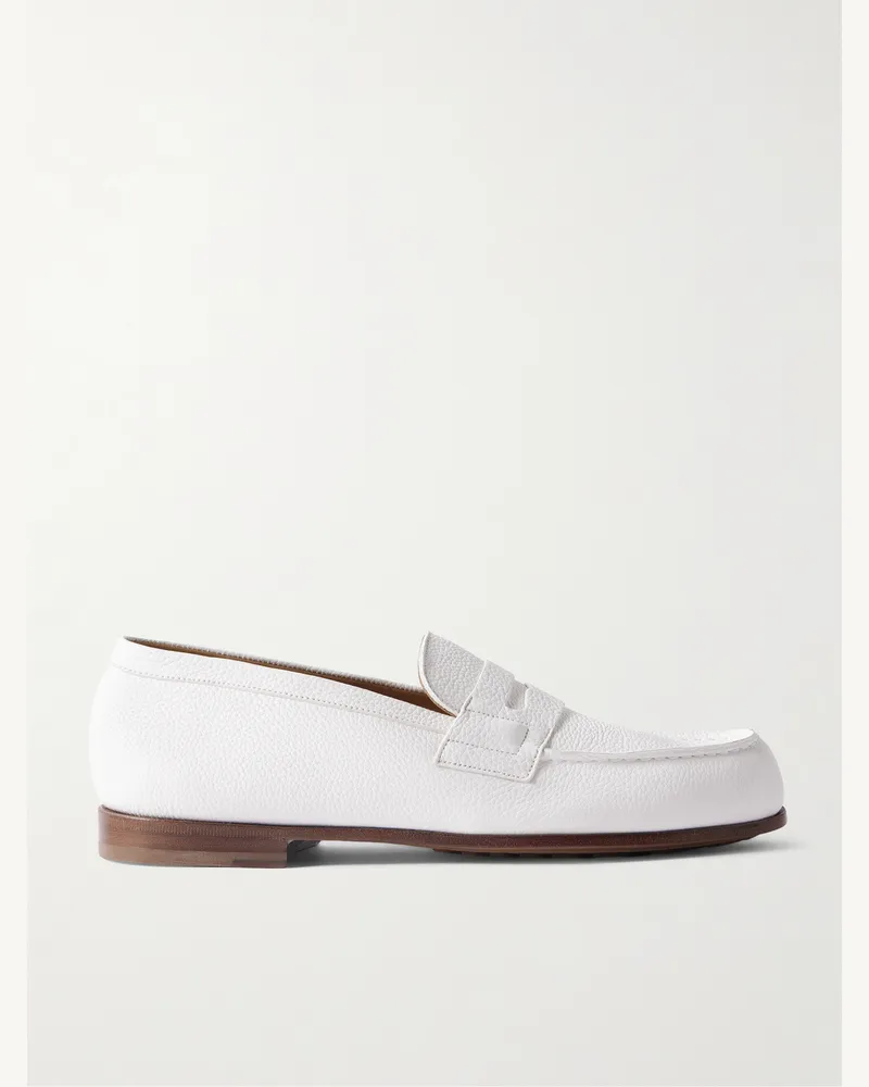 JM Weston Le Moc Pennyloafers aus vollnarbigem Leder Weiß