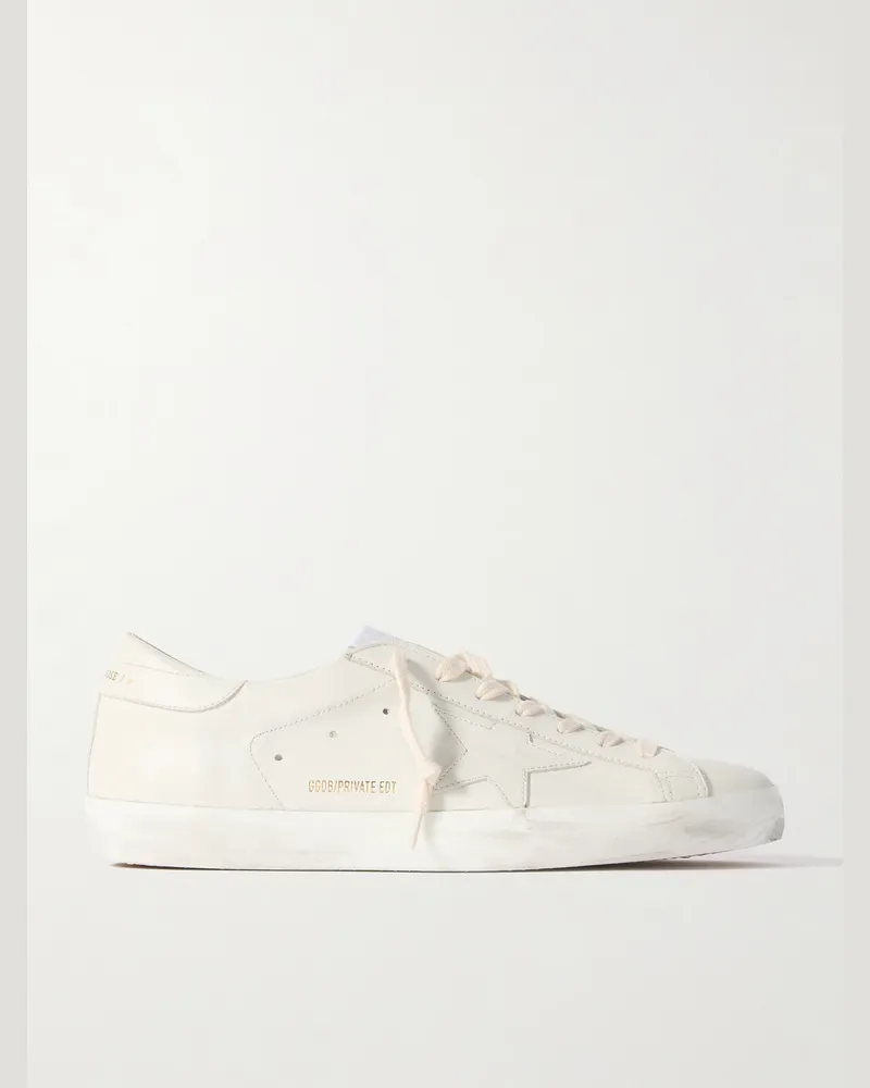 Golden Goose Super-Star Distressed Leather Sneakers White