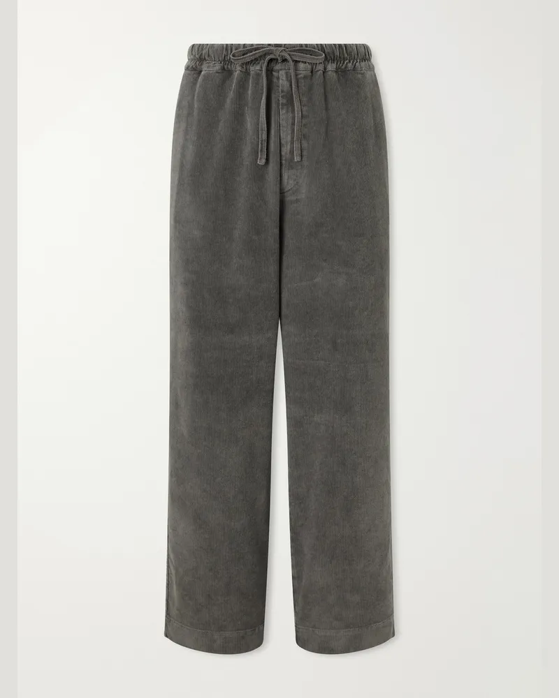 Officine Generale Fernand Wide-Leg Cotton-Blend Corduroy Trousers Gray