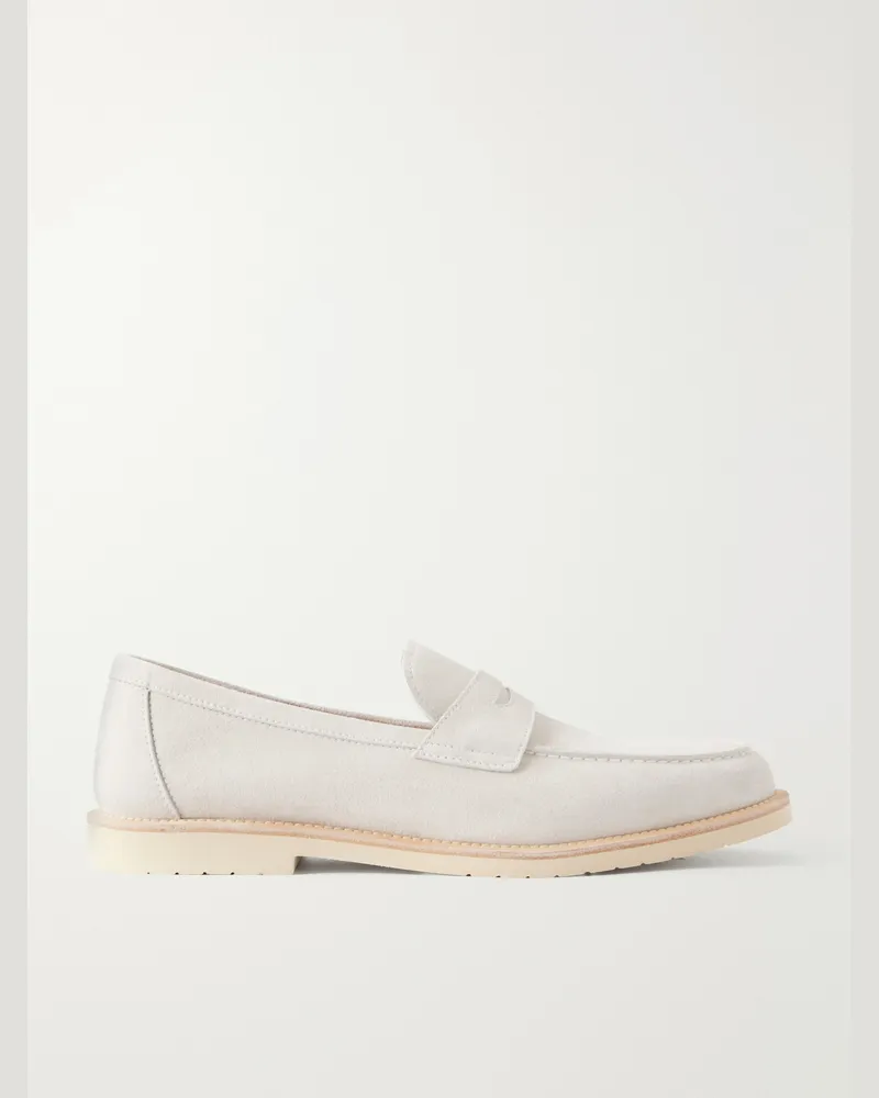 Brunello Cucinelli Suede Penny Loafers Gray