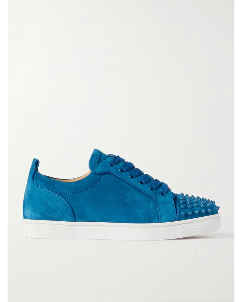 Christian Louboutin Louis Junior Sneakers aus Leder mit Querkappe und Stachelnieten Blau