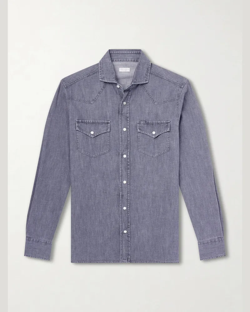 Brunello Cucinelli Denim Shirt Gray