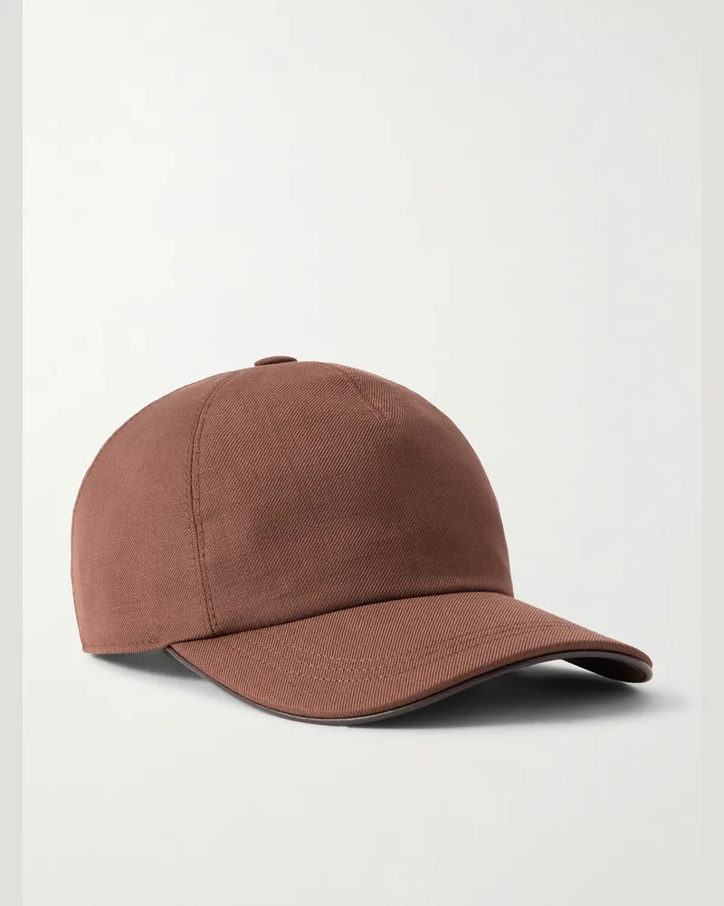 Canali Baseballkappe aus Twill aus einer Woll-Leinenmischung Braun