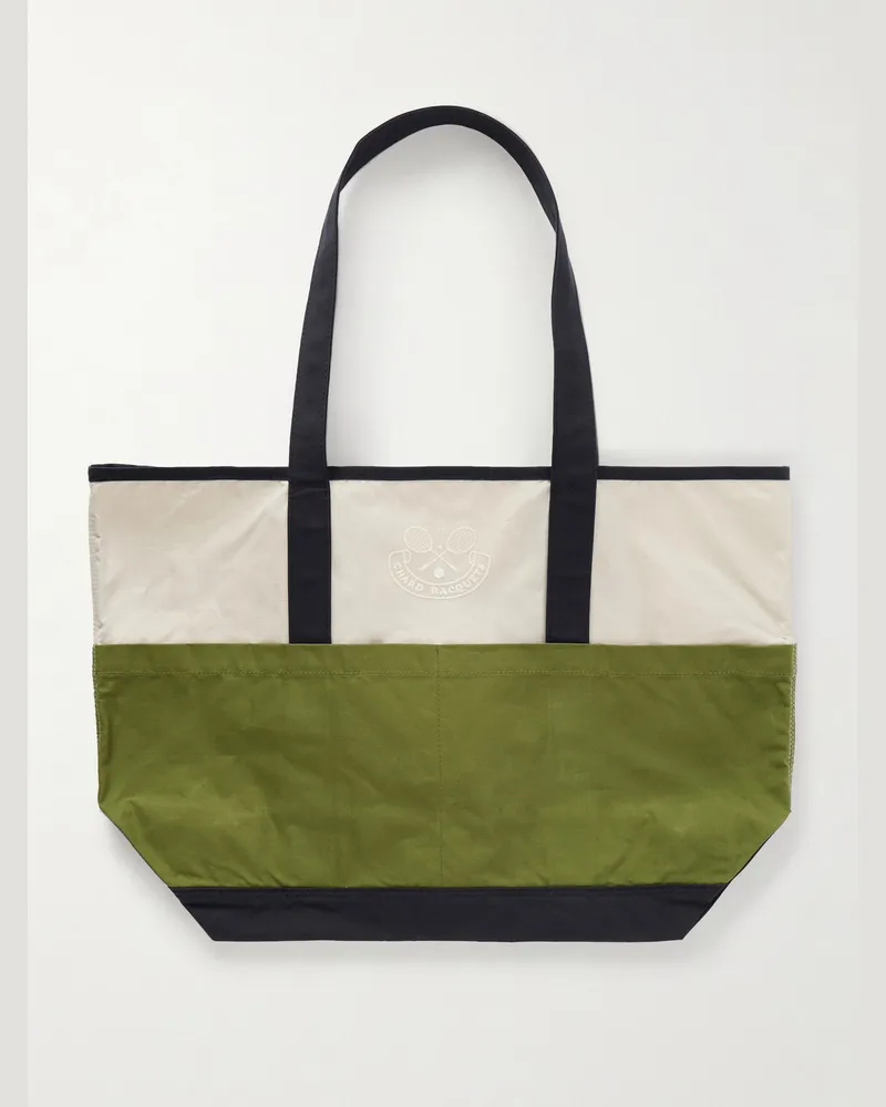 Drake's Logo-Embroidered Canvas Tote Bag Neutrals