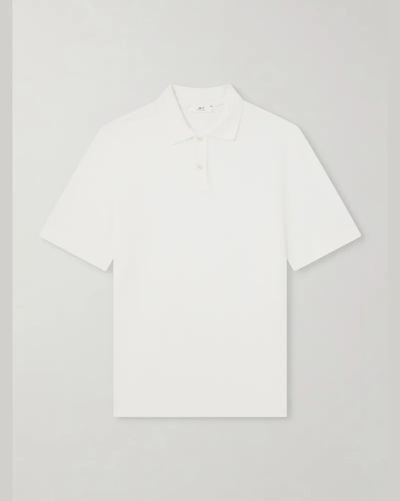 MR P. Organic Cotton and Linen-Blend Piqué Polo Shirt White