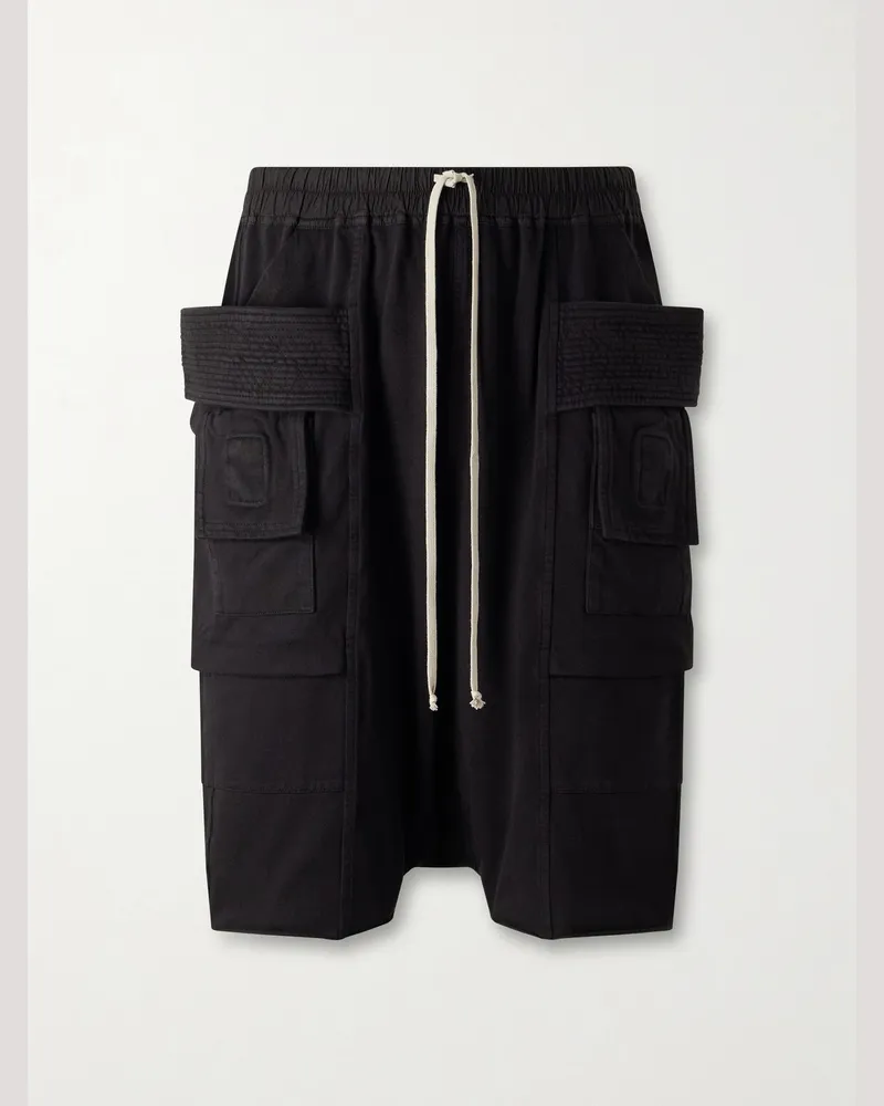 DRKSHDW by Rick Owens Creatch Wide-Leg Cotton-Jersey Cargo Shorts Black