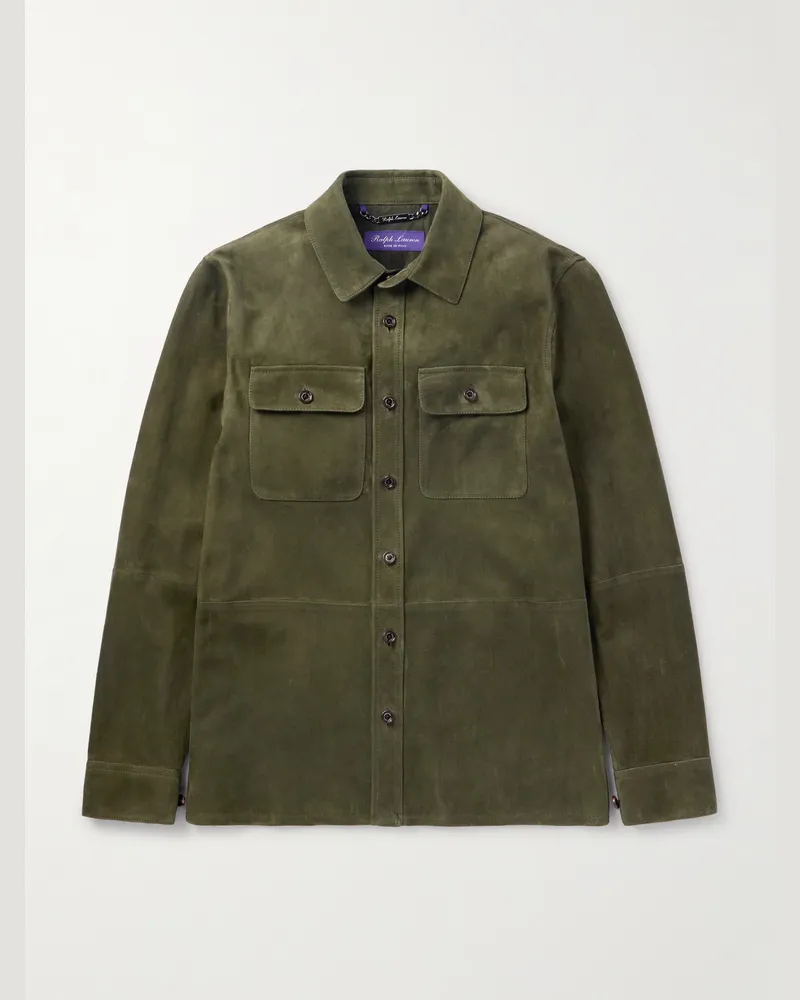 Ralph Lauren Calloway Hemdjacke aus Veloursleder Grün