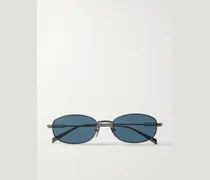 Oval-Frame Gunmetal-Tone Sunglasses