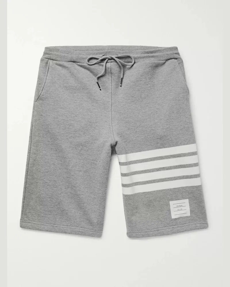 Thom Browne Shorts aus Baumwoll-Jersey mit Frotteeschlingen an der Innenseite und Streifen Grau