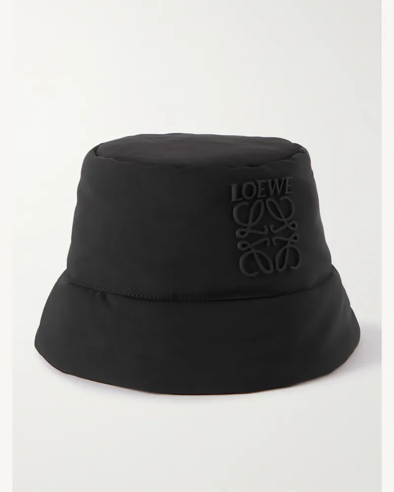 Loewe Wattierter Fischerhut aus Nylon mit Logoapplikation Schwarz