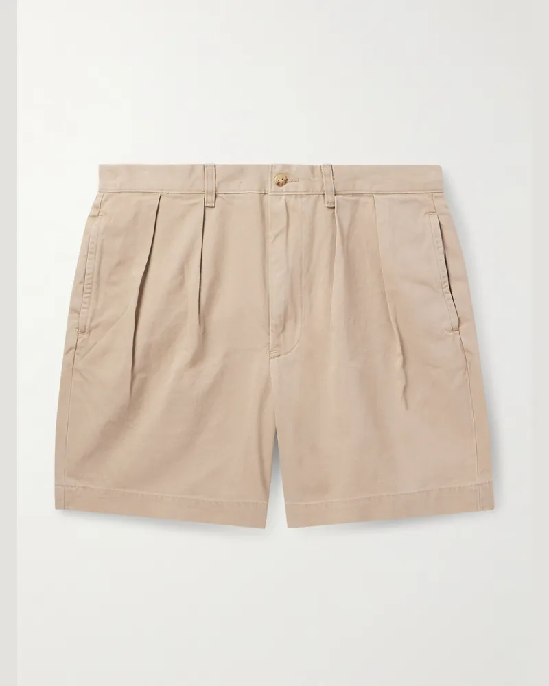 Ralph Lauren Cormac Straight-Leg Pleated Cotton-Twill Shorts Neutrals