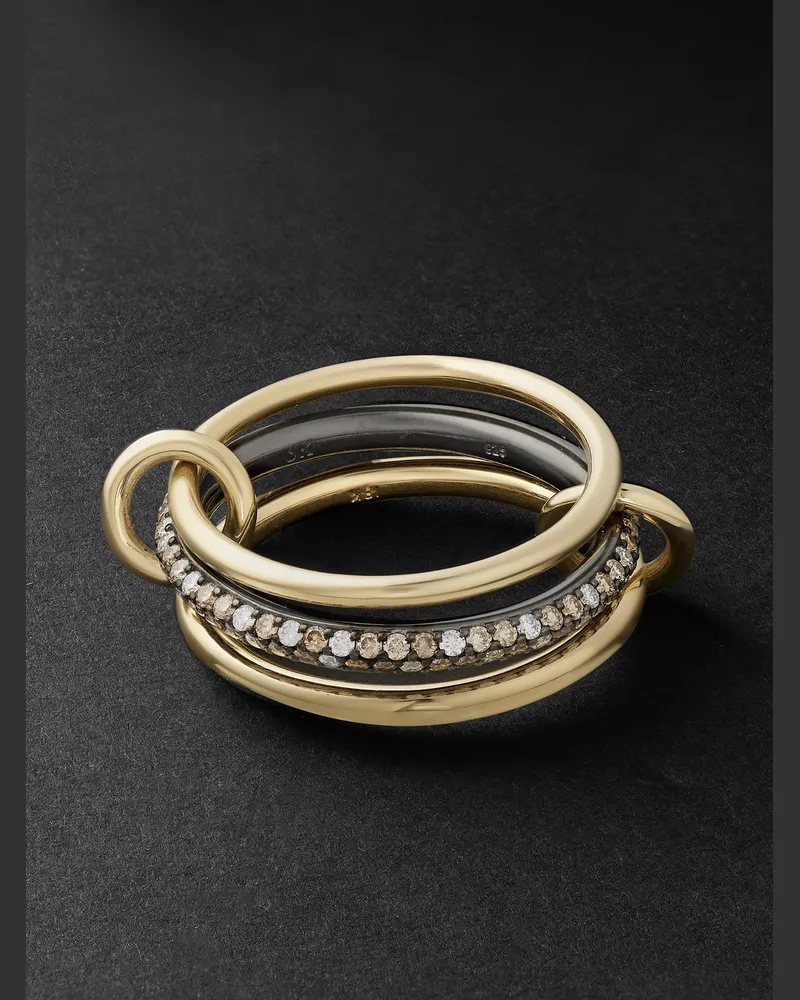 Spinelli Kilcollin Capricorn Ring aus Gelbgold und geschwärztem Gold mit Diamanten Gold